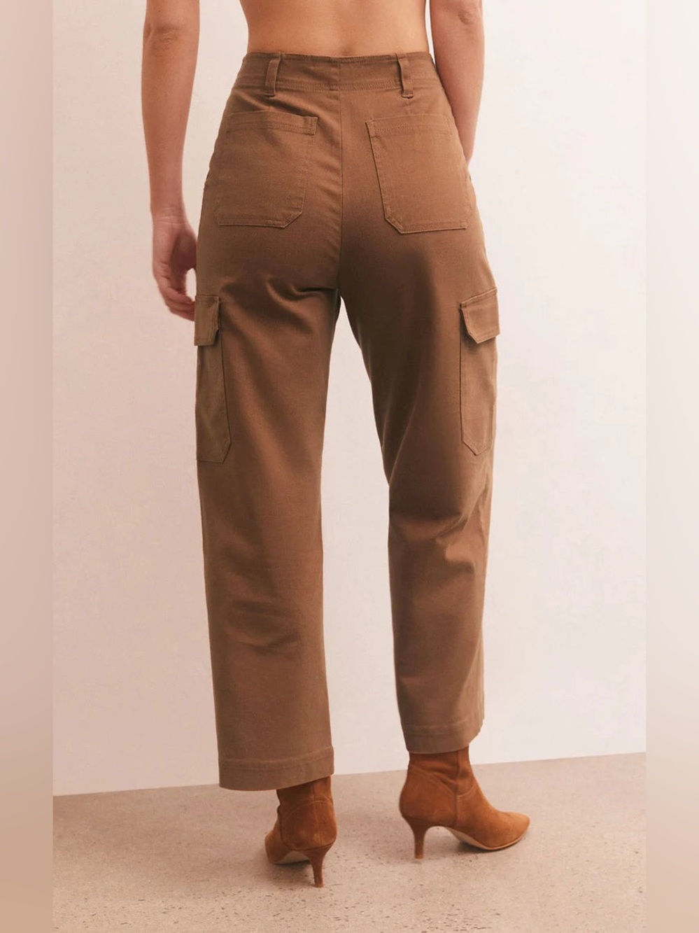 Z Supply Noah Cargo Pant Stretch Cotton Twill Lyocell Chestnut Brown - Picture 2 of 14
